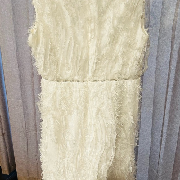 Lapis‎ Cream soft Sheath Dress Sleeveless Crew Neck with fringe/ tulle de… - Picture 4 of 6